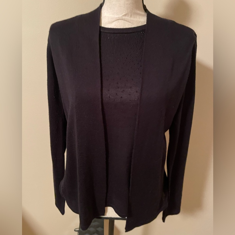 Charter Club layered sweater with sequins black medium